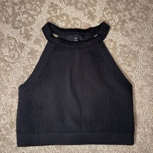 Aerie Black Ribbed Crop Top